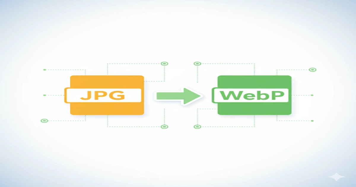 JPG to WebP Converter tool interface showing image upload area, preview grid, and conversion buttons.