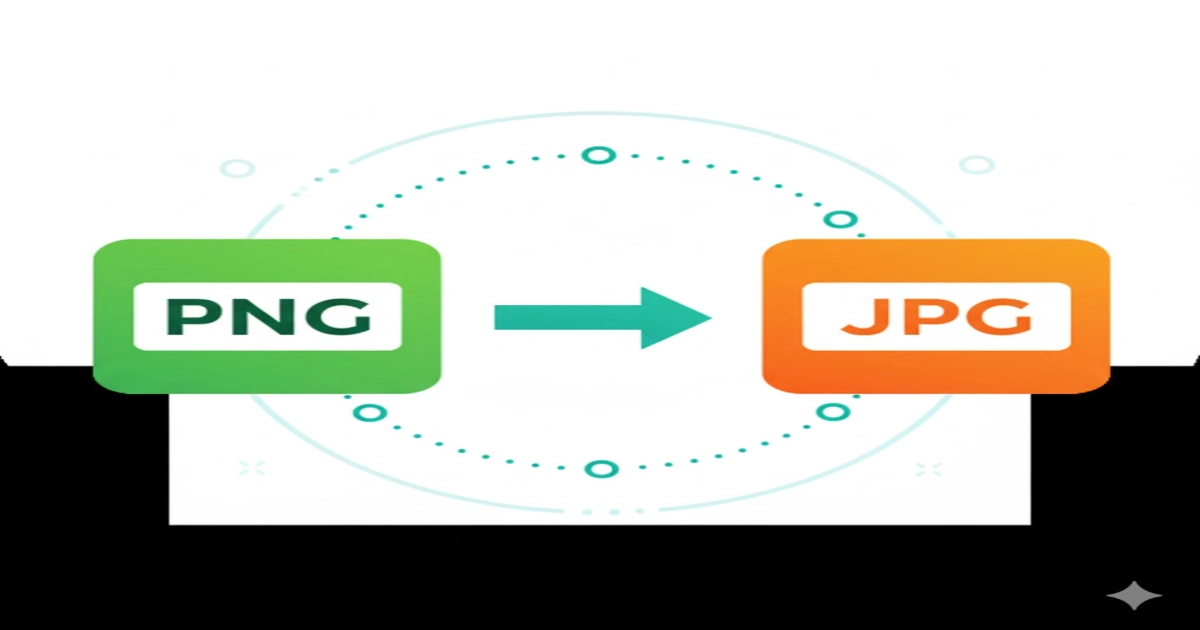 PNG to JPG Converter tool banner showing conversion from PNG format to JPG format.