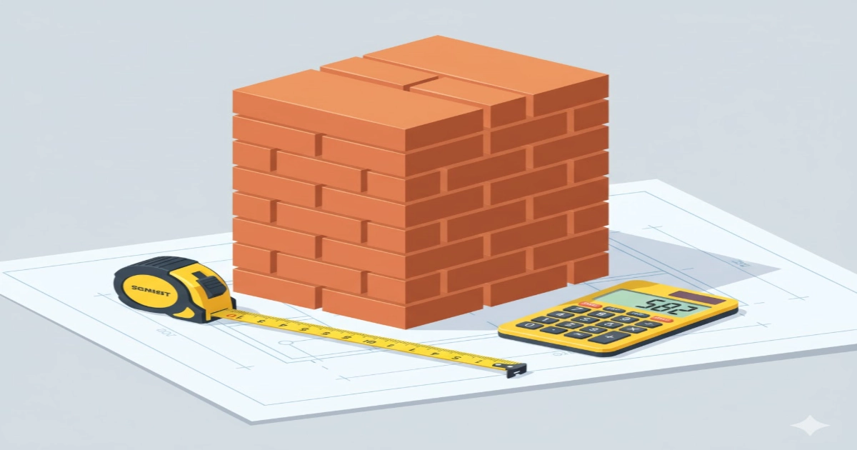 Free online bricks calculator showing brick quantity estimation for wall construction.
